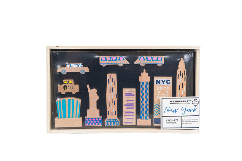 Wanderlust New York Natural Wooden Block Play Set - Eco-Friendly City Blocks - Once Kids